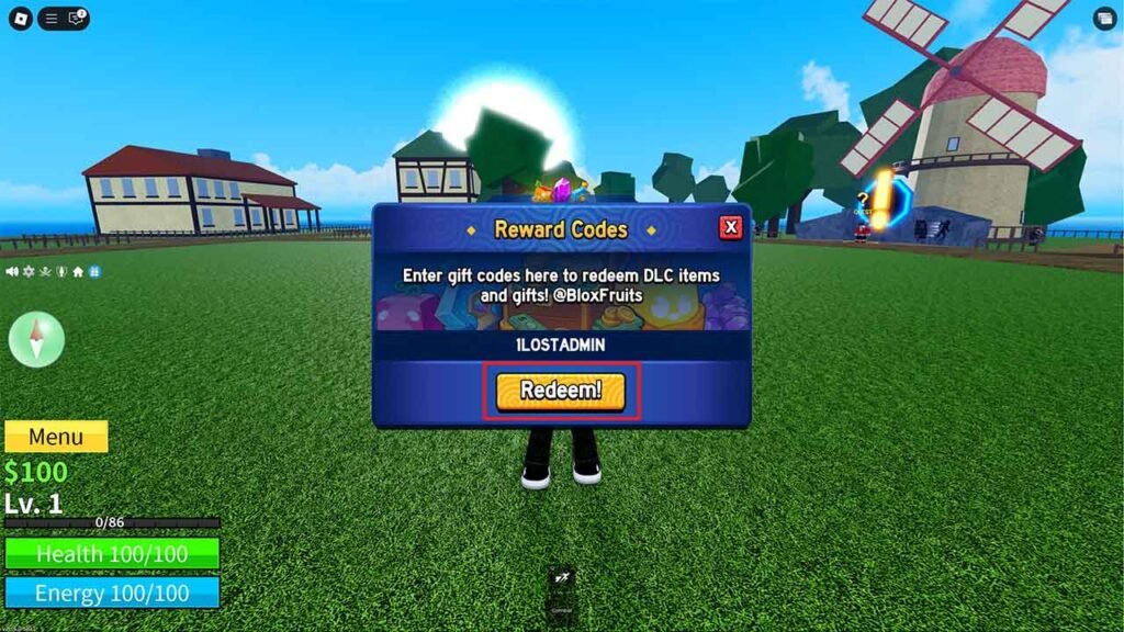 Blox Fruits Code redemption box - Paste Code