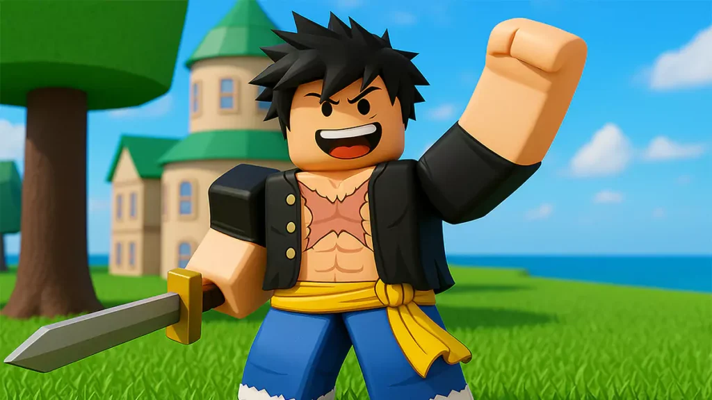 Blox Fruits character using a special move in combat