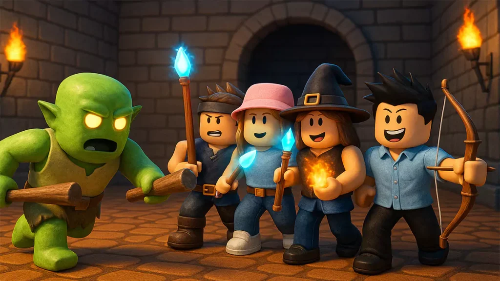 Roblox players working together in a cooperative survival game