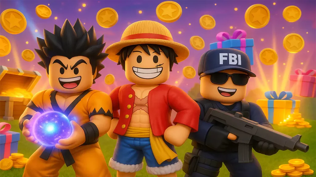 Roblox All Star Tower Defense X team with anime fighters and loot rewards